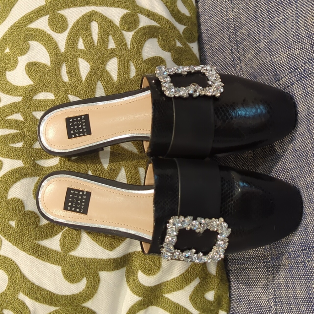 White House MaryAna Black Market Jewelled Mules Size 6.5